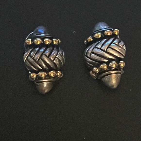 Retired Premier Design Gold & Silver Tone Clip On Earrings - Picture 4 of 4